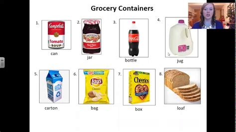 Esl Grocery Shopping Grocery Containers Vocabulary Youtube