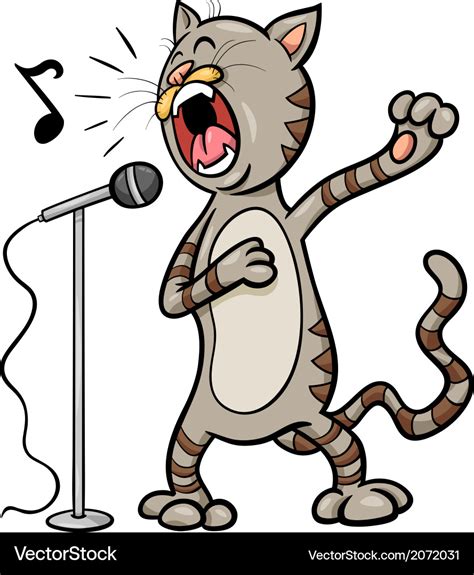 Singing Cat Cartoon Royalty Free Vector Image VectorStock