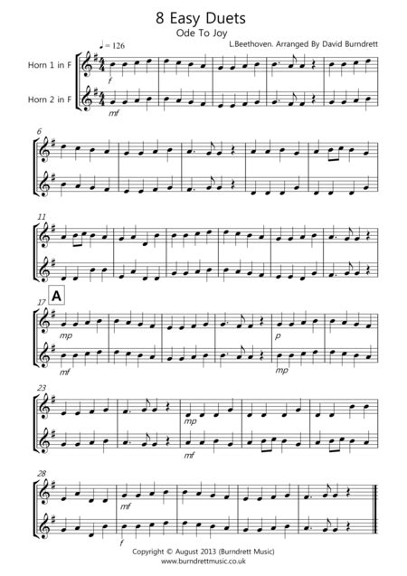 8 Duets For French Horn Arr David Burndrett Sheet Music L