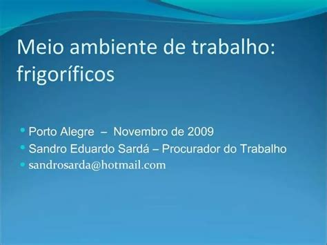 PPT Meio Ambiente De Trabalho Frigor Ficos PowerPoint Presentation