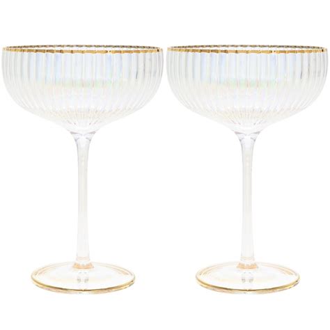 Lustre Ribbed Coupe Glass Set2 Lesser And Pavey