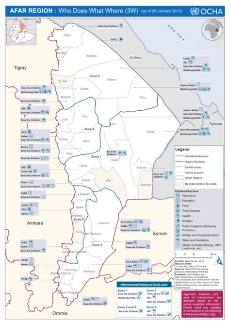 Afar region: Who Does What Where (3W) (as of 29 January 2013) | OCHA