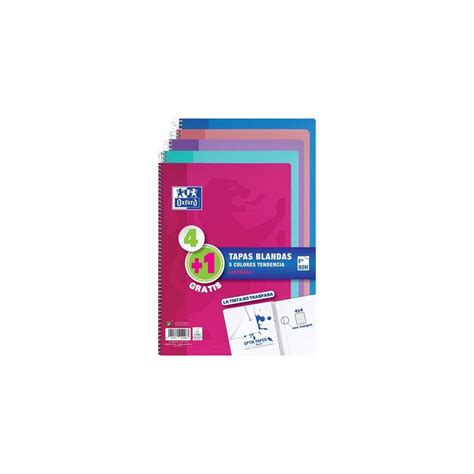 Oxford Pack 4 1 Cuadernos Espiral Formato Folio Cuadriculado 4x4mm 80