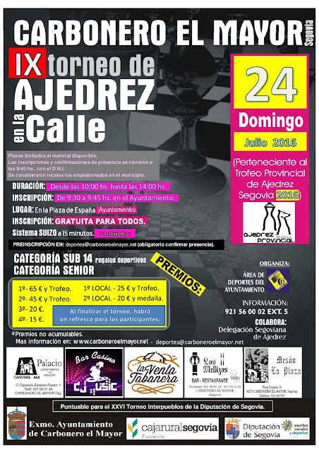 Ajedrez Cu Llar Ix Torneo De Ajedrez En La Calle Carbonero El Mayor