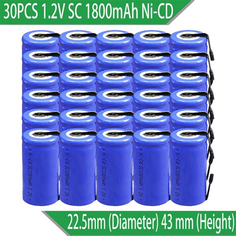 Baterías Recargables De Ni Cd Nicd 30 Unids Lote Alto Grado Sub C Sc 1 2 V 1800mah Envío