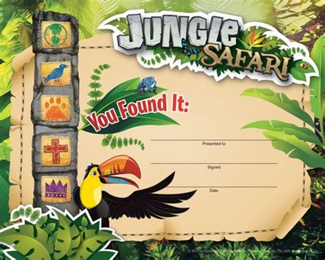 Recognition Certificates Vacation Bible School Vbs 2014 Jungle