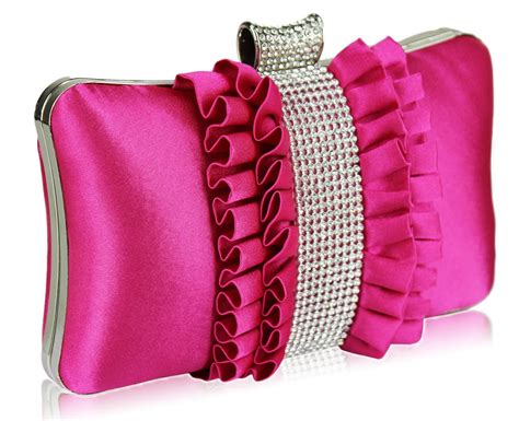 Wholesale Gorgeous Pink Crystal Strip Clutch Evening Bag