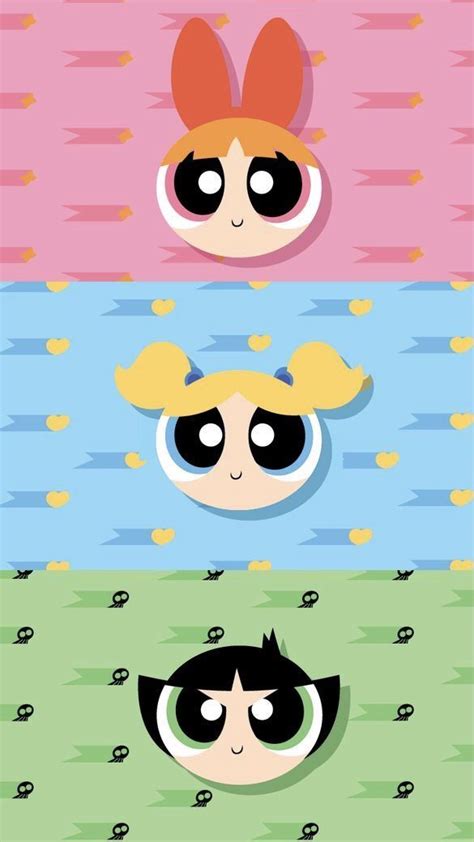 The Powerpuff Girls Movie Poster Is Shown In Three Different Colors And