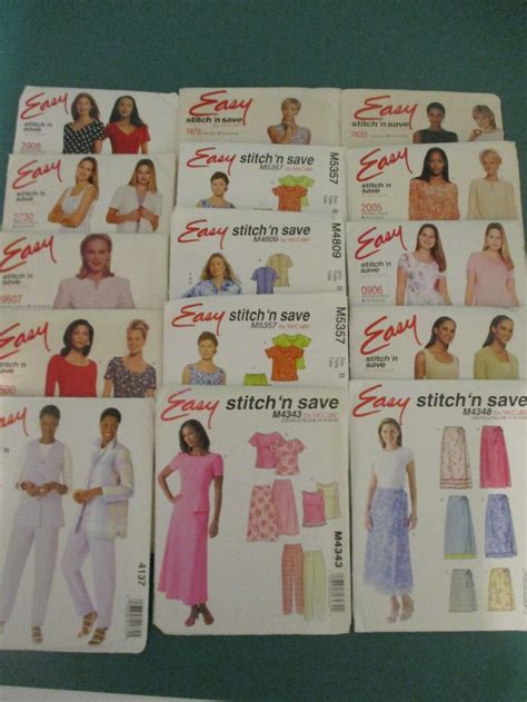 Huge Lot Of 15 Womens Clothing Sewing Patterns Easy Stitch N Save