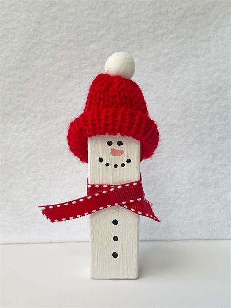 Snowman Craft Kit Jenga Block Snowman Craft DIY Snowman Etsy