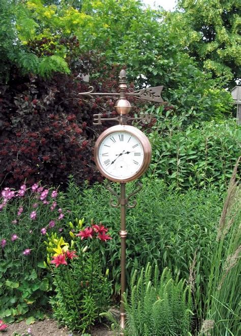 I D Love To Have This Copper Outdoor Clock And Thermometer Garden Clocks Outdoor Clock