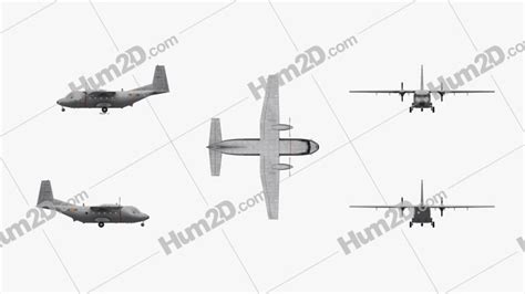 CASA C-212 Aviocar Blueprint Template - 3DModels.org