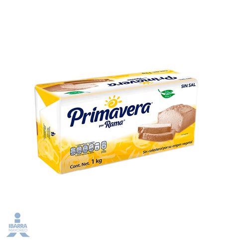 MARGARINA PRIMAVERA SIN SAL BARRA 1 KG Ibarra Mayoreo