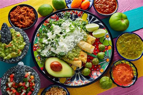 Mexican Food Mix Colorful Background Mexico Stock Image - Image of ...