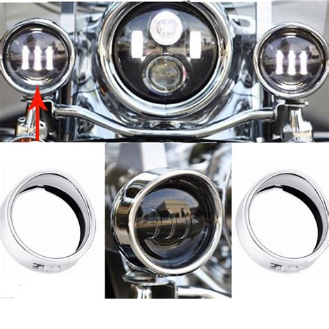 Visor Style Headlamp Trim Ring 4 5 Auxiliary Lamp Black Chrome Trim