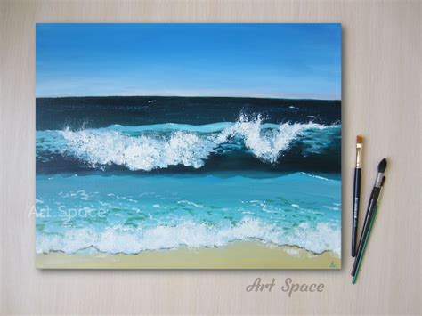 Original painting SEA on stretched canvas acrylic painting o - Inspire ...