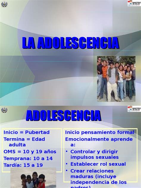 La Adolescencia Sexualidad Pptppt Pubertad Adolescencia