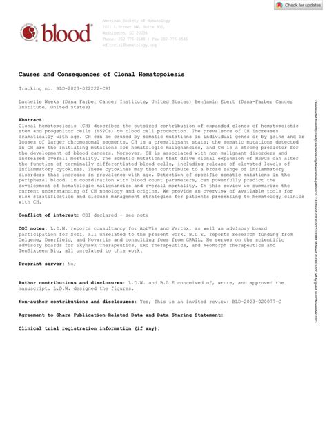 Pdf Causes And Consequences Of Clonal Hematopoiesis