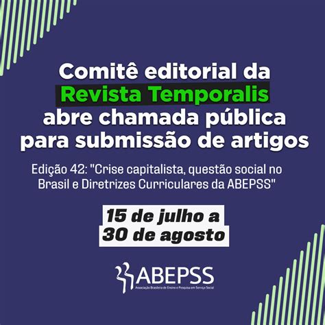 Revista Temporalis abre chamada para submissão de artigos para a edição