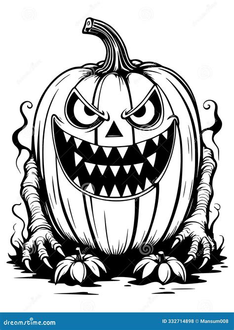 Halloween Pumpkin Face Monster Cartoon. Illustration Stock Illustration - Illustration of ...