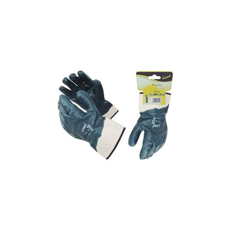 GUANTO NITRILE NBR BLU DORSO RICOPERTO HAND TELA COTONE BIANCO