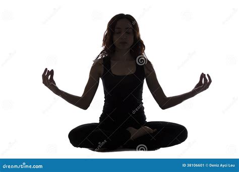 Silhouette Of A Young Woman In Meditation Pose Stock Image Image Of