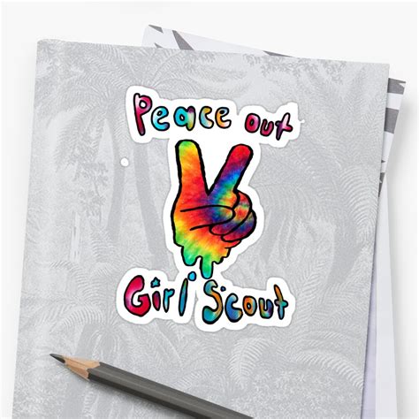 Peace Out Girl Scout Sticker By Tonisbazaar Redbubble