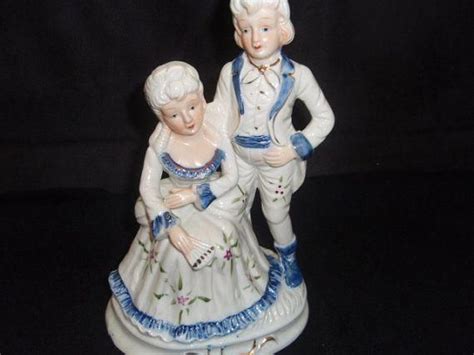 Vintage Blue And White Victorian Style Figurine Of A Woman And Man