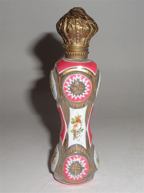 Antique Bohemian Perfume Bottle Hand Painted With Enamel Florals And From Barkusfarm On Ruby Lane