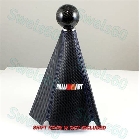 Mt At Carbon Fiber Look Shift Knob Shifter Boot Cover W Blue Stitches