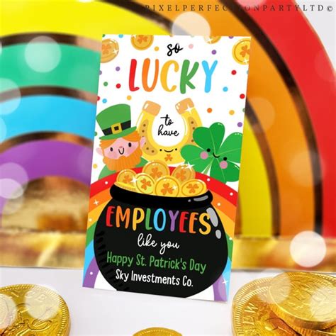 Editable St Patrick S Day Employees Appreciation Gift Tag So Lucky To