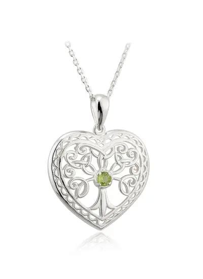 Sterling Silver Crystal Heart Tree Of Life Pendant Blarney