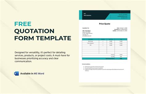 Free Quotation Form Template - Download in Word | Template.net