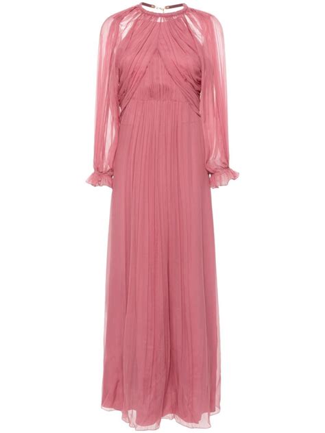 Alberta Ferretti Pleated Silk Maxi Dress Farfetch In 2024 Silk Maxi