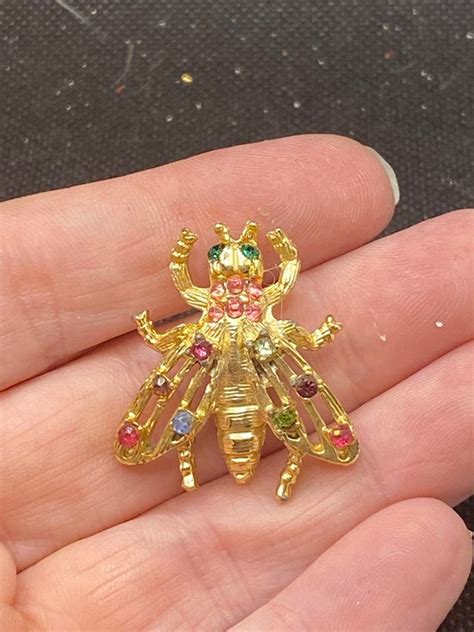 Vintage Lot Rhinestone Beetle Ladybug Pins Or Pendants Gem