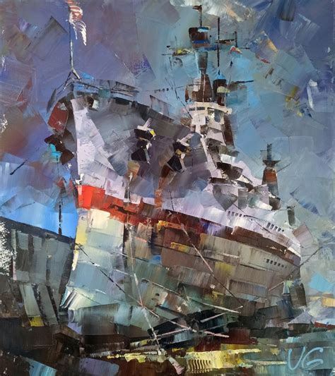 USS TEXAS in a drydock Oil painting by Volodymyr Glukhomanyuk | Artfinder