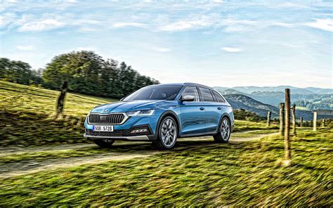 2021 Skoda Octavia Scout Front View Exterior New Blue Octavia Scout