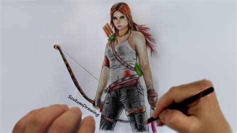 Lara Croft Speed Drawing Timelapse Rise Of The Tomb Raider Youtube