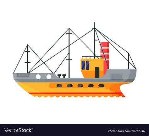 Fishing Boats Commercial Fishing Trawler Vector Image