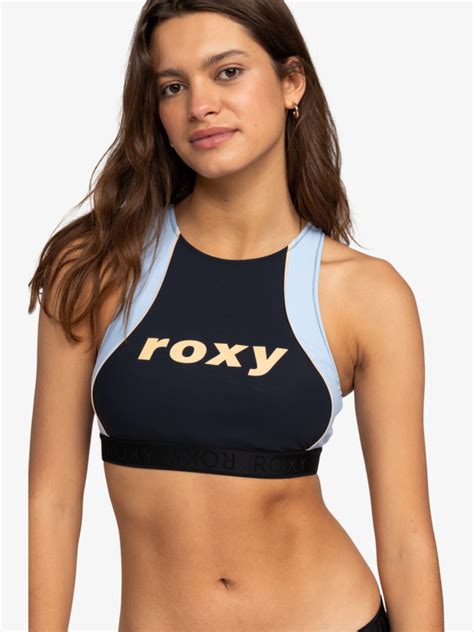 ROXY Active Crop Top Bikini Top For Women Roxy