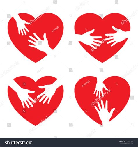 Set Of Heart Icon With Caring Hands Vector Illustration 131307350