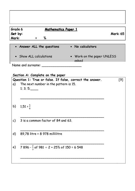 Grade 6 Mathematics Paper 1 • Teacha