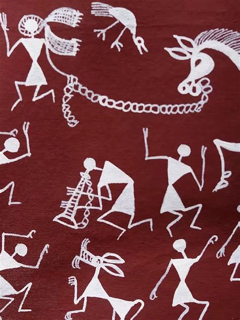 Celebrating With Tarpa Dance Warli Art Painting Exotic India Art