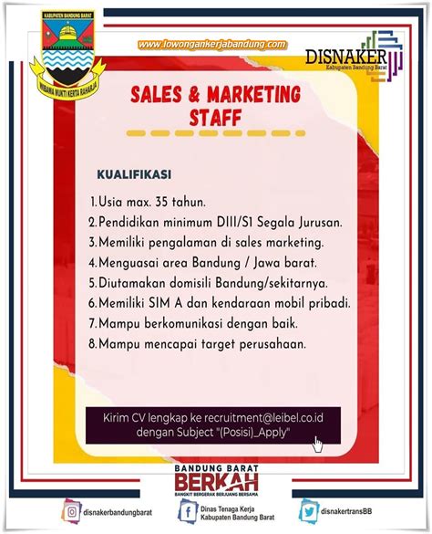 Lowongan Kerja Sales Marketing Staff Loker Bandung Hari Ini