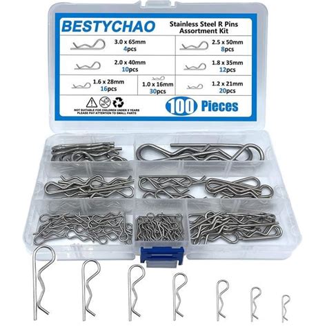 Assortiment De 100 Goupilles Fendues En Acier Inoxydable Clips R