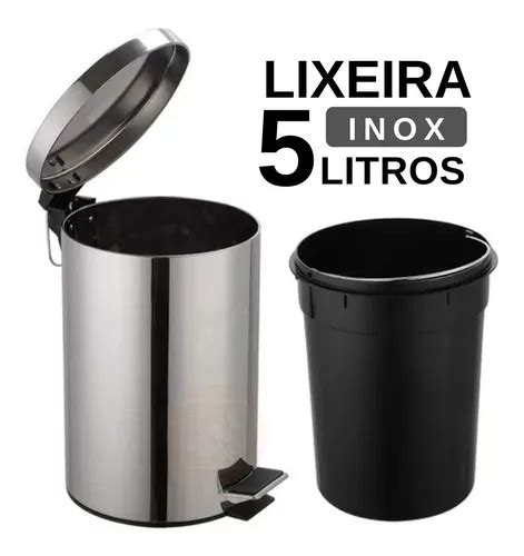 Lixeira Lixo Pedal Emborrachado A O Inox Litros Mundare Escorrega