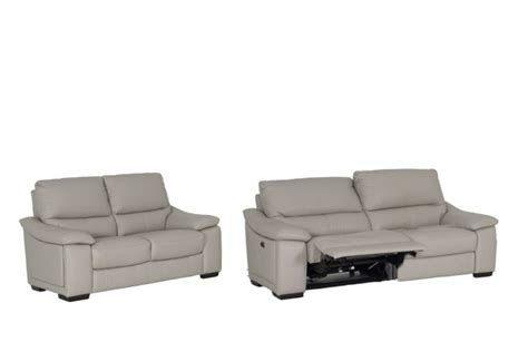 Canapé Elegy 3 2 places cuir gris hard foam avec relax Weba meubles