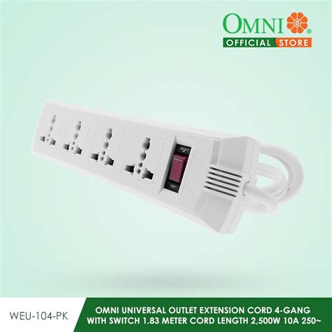 Omni Universal Outlet Extension Cord Gang With Switch Meter Cord