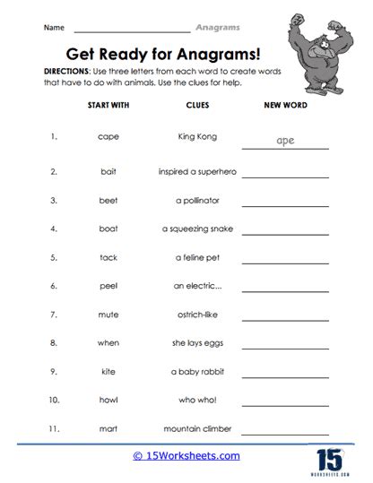 Anagrams Worksheets 15