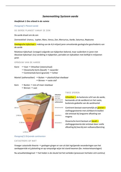 Samenvatting Aardrijkskunde Systeem Aarde HELE Boekje HAVO De Geo